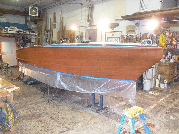 Stripped, faired, sanded, and re-stained