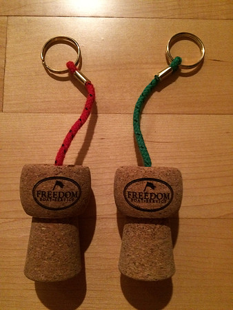 Pair of Keychains, one red, one green