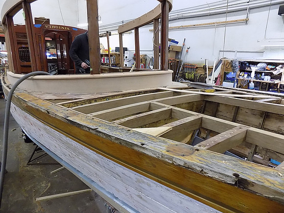 Meanwhile, up top, new oak cabin base, decks being framed