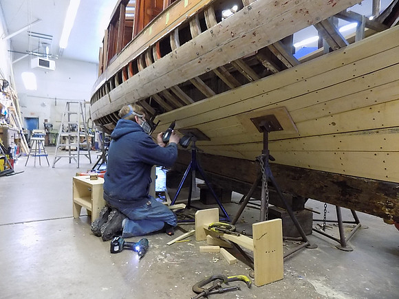 March 2019, topside planking in process