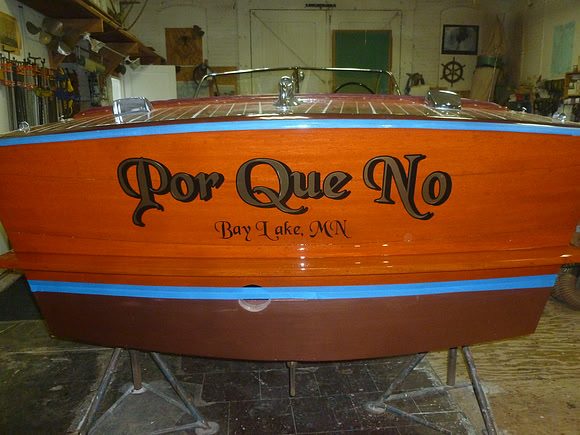 Name and hailing port installed, now for more varnish!
