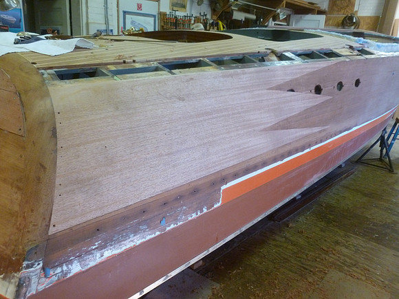 New laminate on starboard side, looks like you would be able to see that when we're done, doesn't it?
