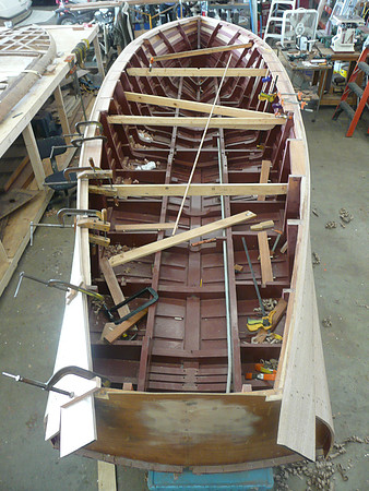 Internal framing to hold shape while continuing topside planking